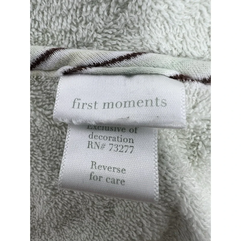First Moments Hooded Terry Cloth Baby Bath Towel Cotton Green Safari Animal